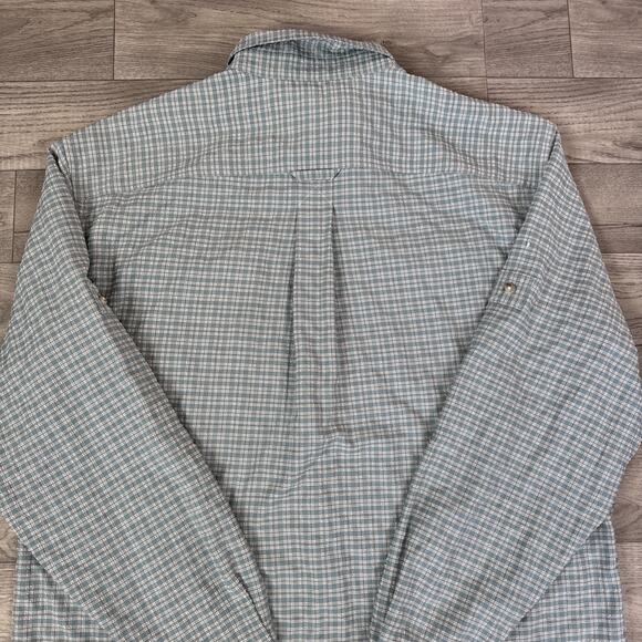 LL Bean Traveler Check Lightweight Button Front Shirt Green Gray sz Large Tall - Picture 6 of 6